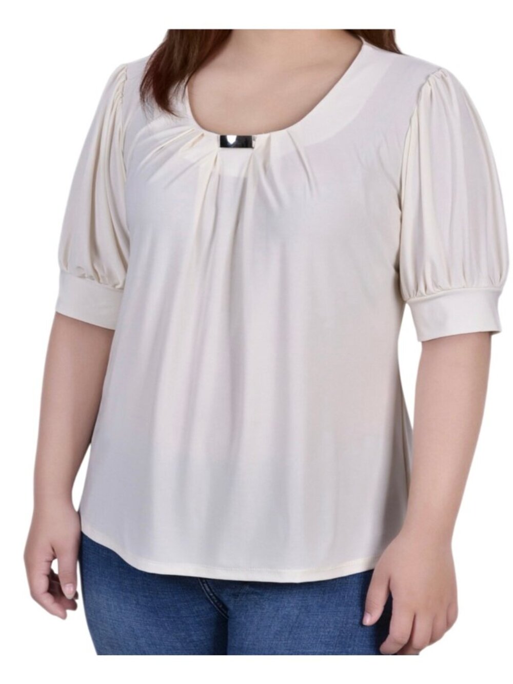 NY Collection Plus Size Balloon Sleeve Top with Hardware~Size 1X~NWT L18 06